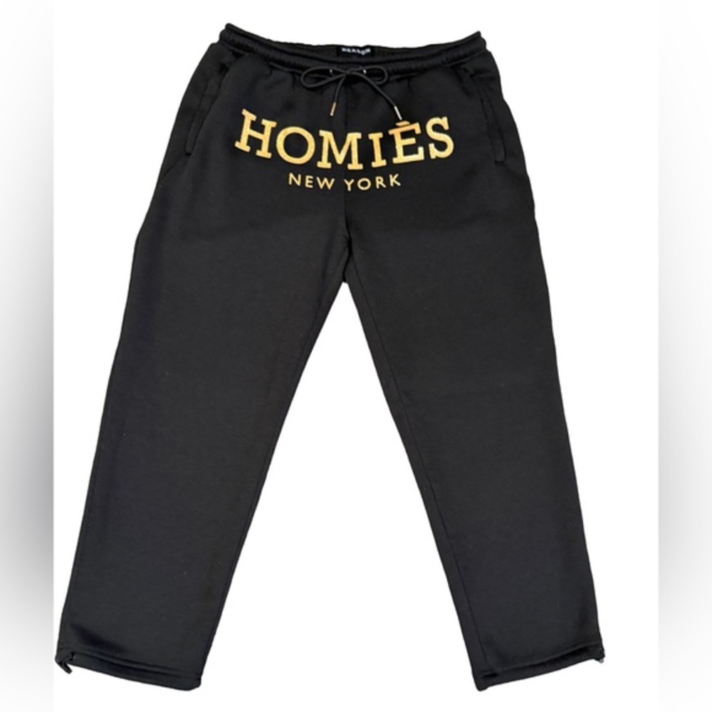 Reason Black Joggers with Gold Lettering